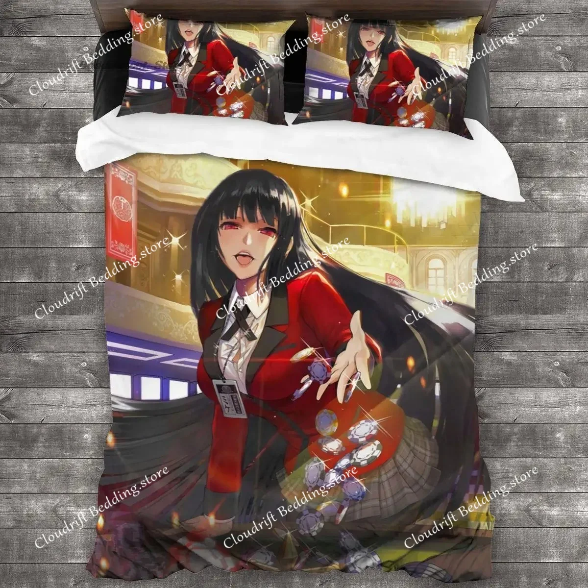 

Комплект постельного белья Kakegurui Yumeko: пододеяльник и наволочки для односпальной, полуторной, двуспальной, королевской кровати, для взрослых и детей, с принтом, люкс