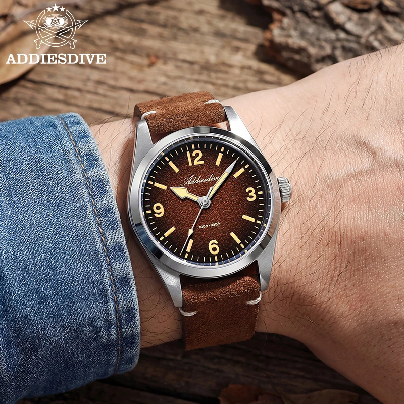 ADDIESDIVE AD2544 Men's Quartz Watch Stainless Steel Luxury Watch C3 Super Luminous 100M Waterproof Sapphire Glass Retro Watch