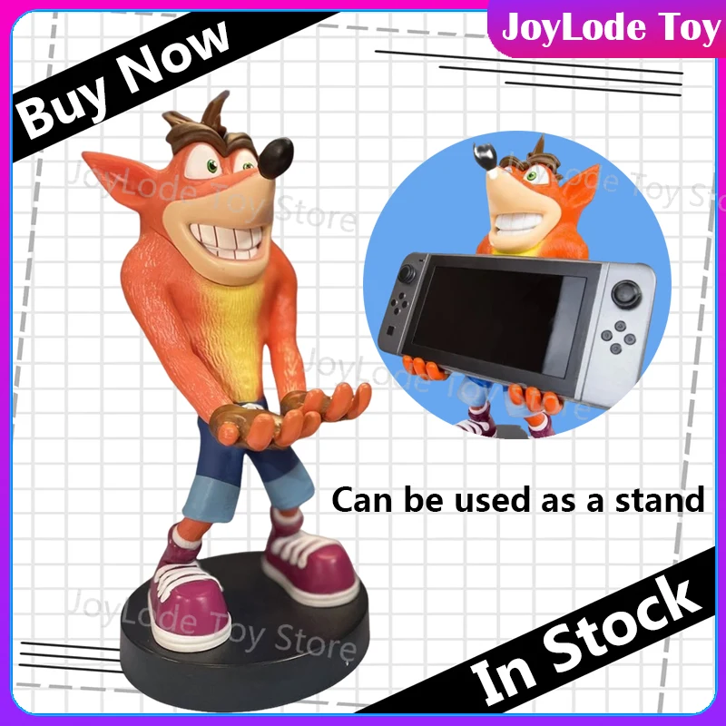 

In Stock 23CM Crash Bandicoot Anime Figures Crash PVC Statues Mobile Phone Holder Ornament Collection Model Toys Halloween Gift