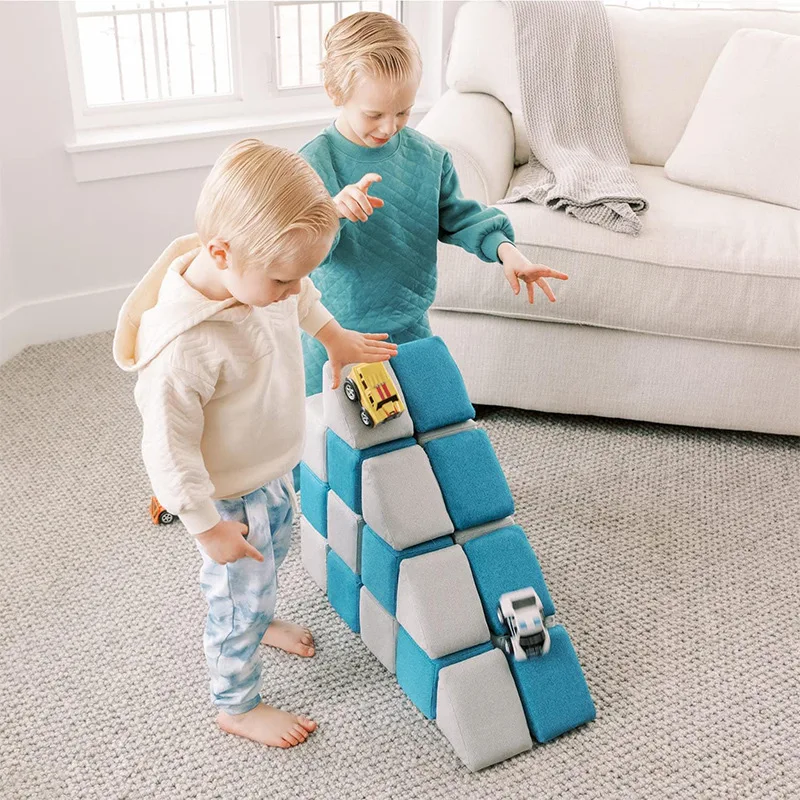 

Color children's combination large particle sponge Russian square stool kindergarten baby DIY square building block toy