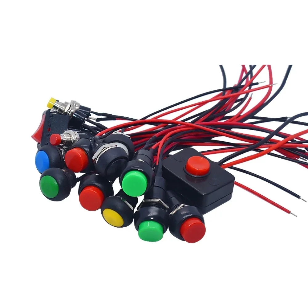 

Waterproof Button Switch 12mm Pushsmall Car Circuit Wire Speaker Electrical Mini Boat Shape Round Line PBS-11B PBS-33b