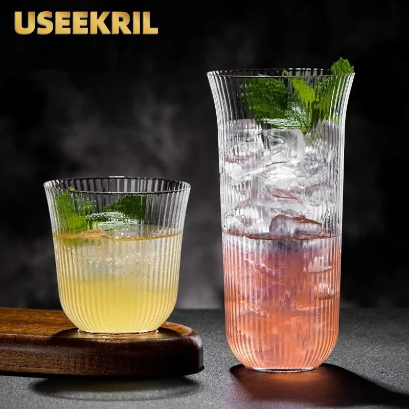 Vasos de grano Vertical simples, vasos de cóctel creativos, vasos largos, vasos ligeros, accesorios de Bar