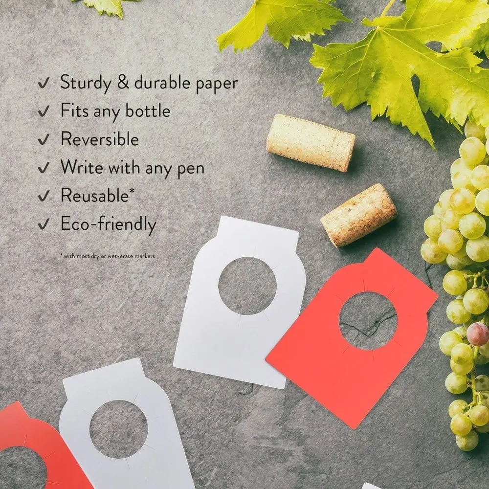 Champagne Bottle Tags - 150 Pack, 3 Columns, for Name, Year, Tasting Notes