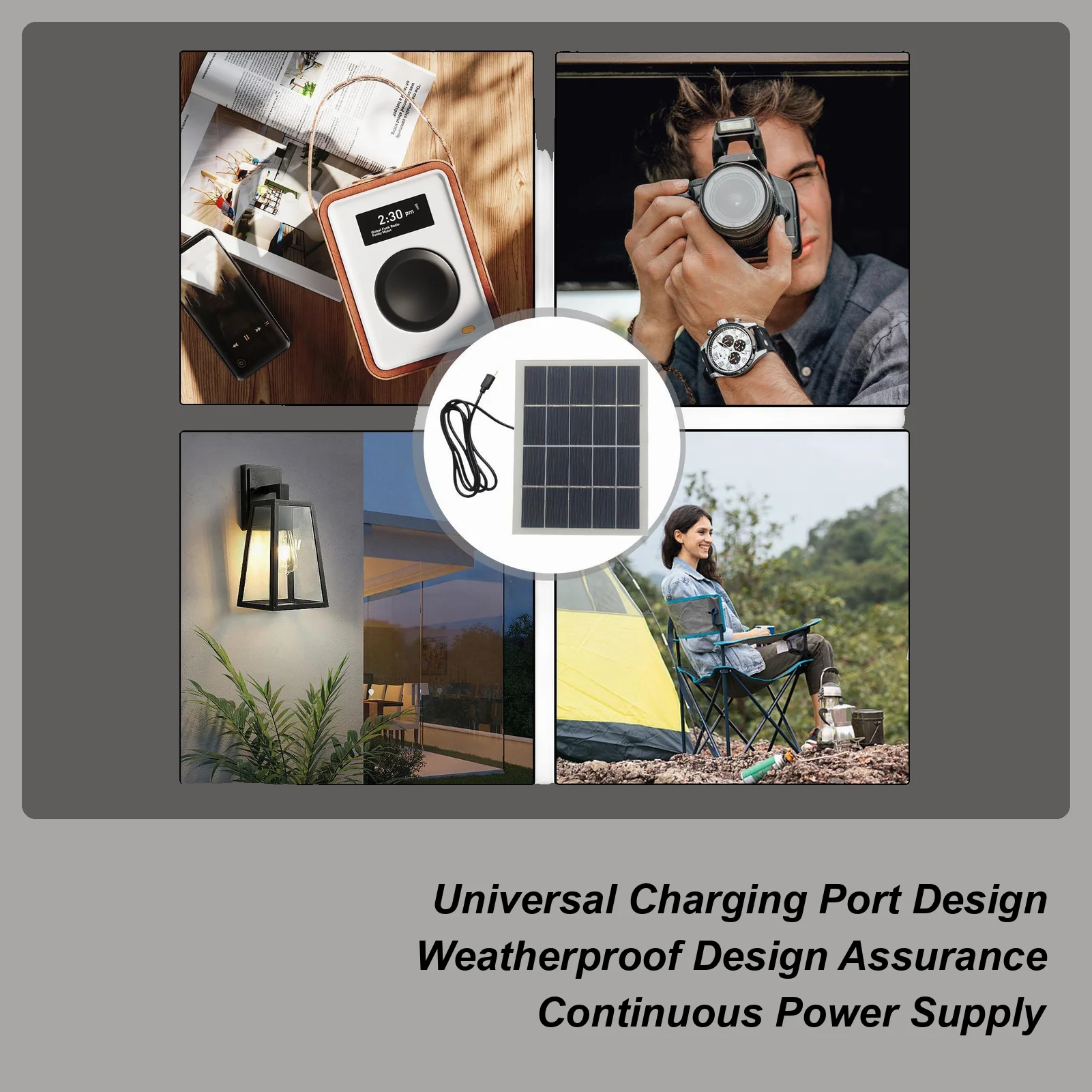 Solar Charging Panel Compact Foldable 15W High-Conversion Portable Foldable Solar Panel For Yards Porches Gardens Lawn Party