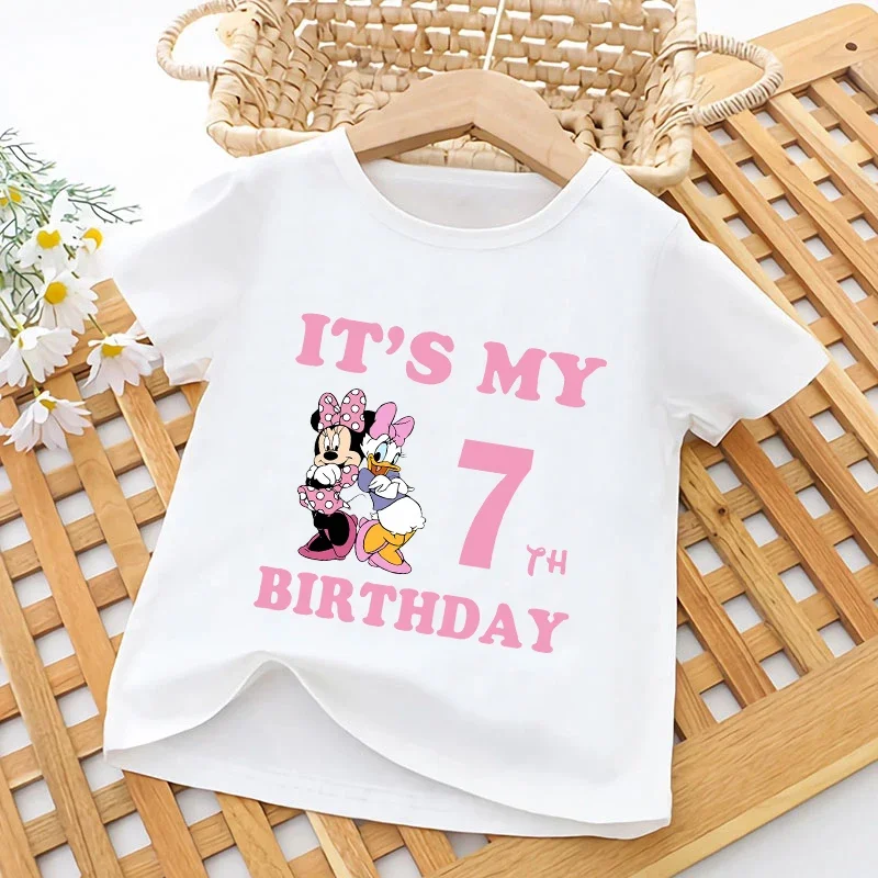 

Minnie Mouse & Daisy Duck Cartoon Kids Tshirt It's My 1 2 3 4 5 6 7 8 9 Years Birthday Baby Girls Clothes Children Boys T-Shirts