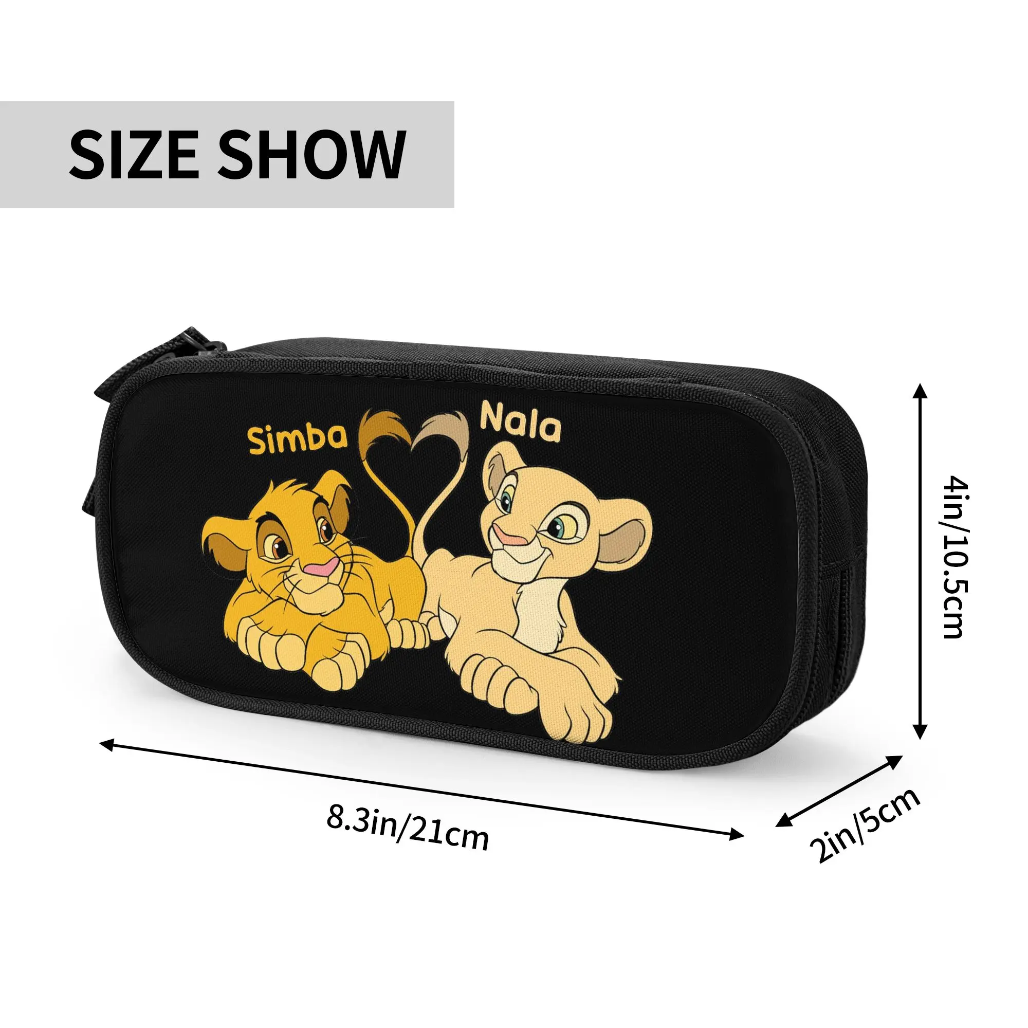 Liones Anime Kinges Pencil Case for Men Women Big Capacity Simba Pumbaa Cartoon Pen Box Bag Stationery - view 4