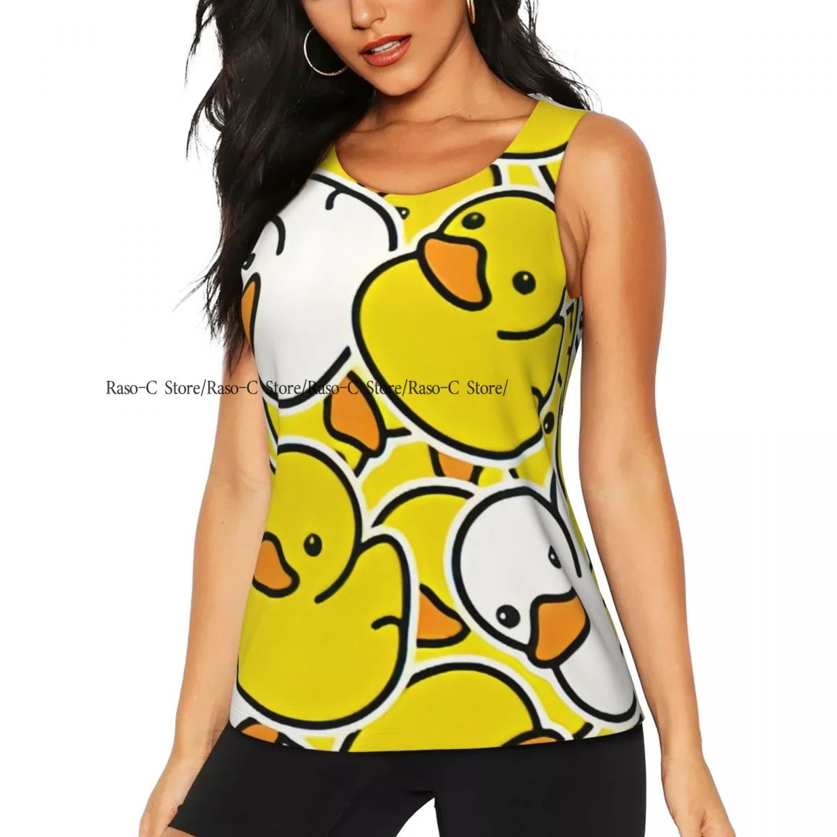 

Women's Sleeveless Yoga Tank Top Duck Cute Pattern Quick Dry Running Training Sports Vest Yoga Shirts