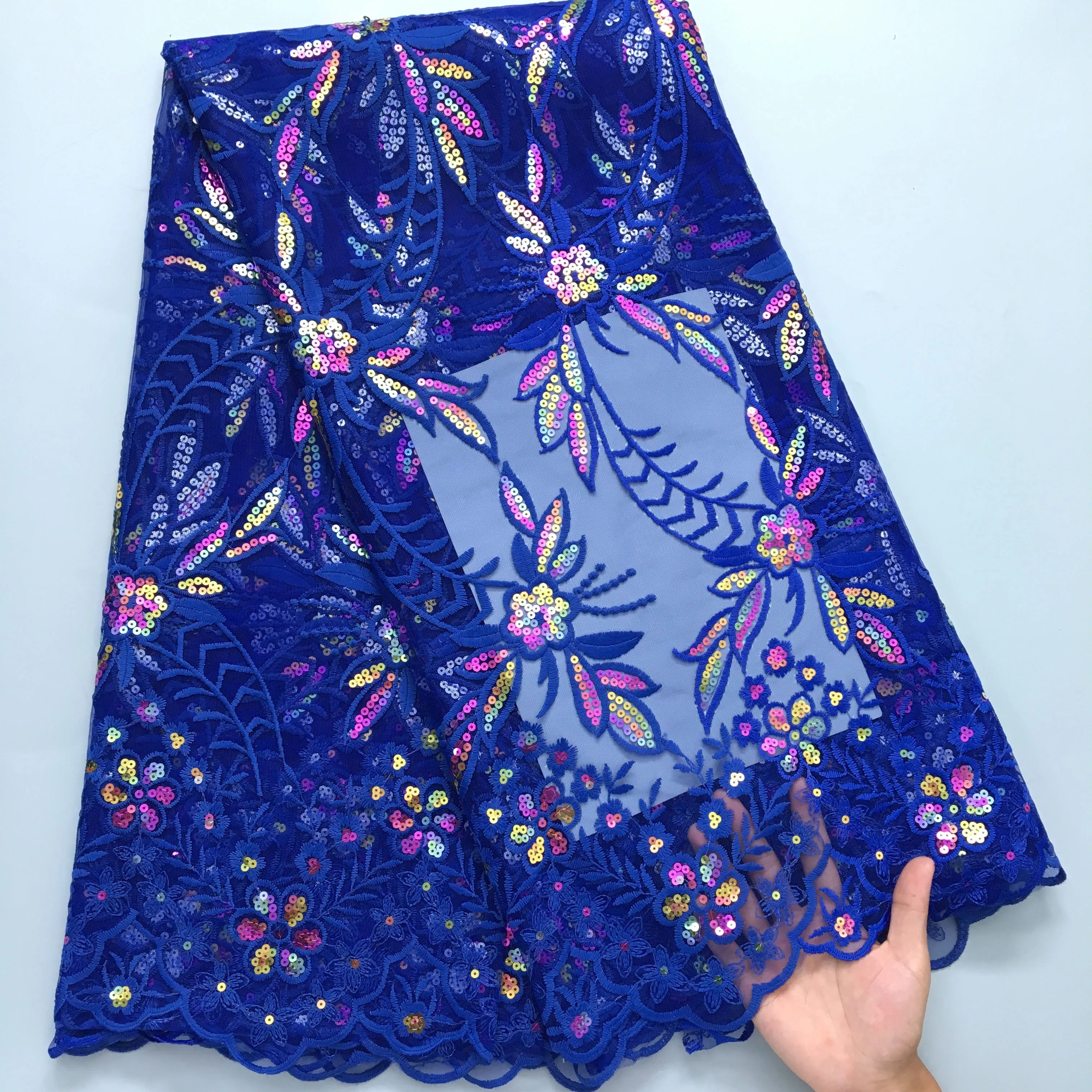 

SJD LACE 5 Yards African Sequins Net Lace Fabrics 2025 High Quality French Nigerian Mesh Lace for Sewing Women Party Dress 4056