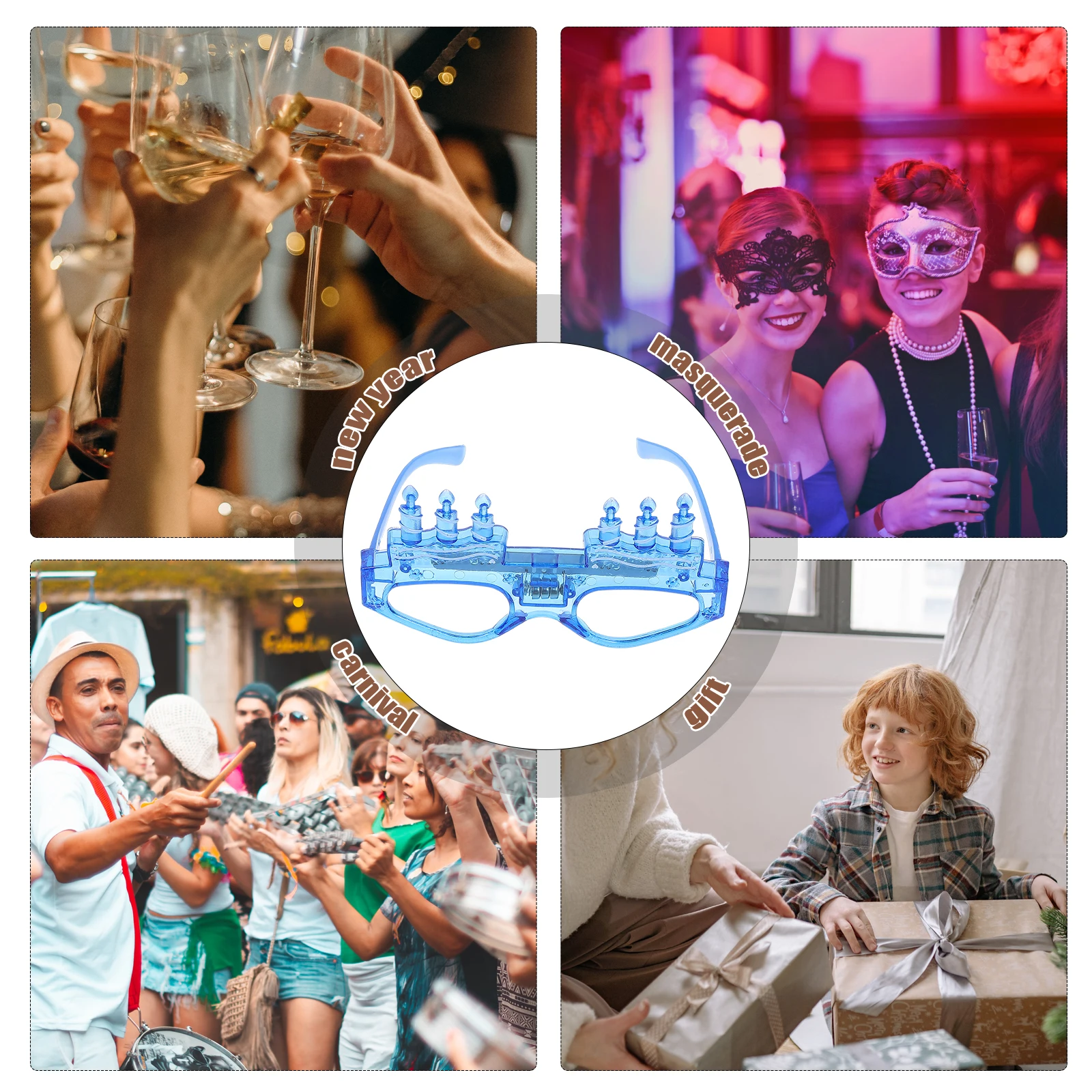 

1pc Glowing Glasses Birthday Party Creative Eyeglasses Fun Decor Props for Carnival Masquerade Photography Happy Event