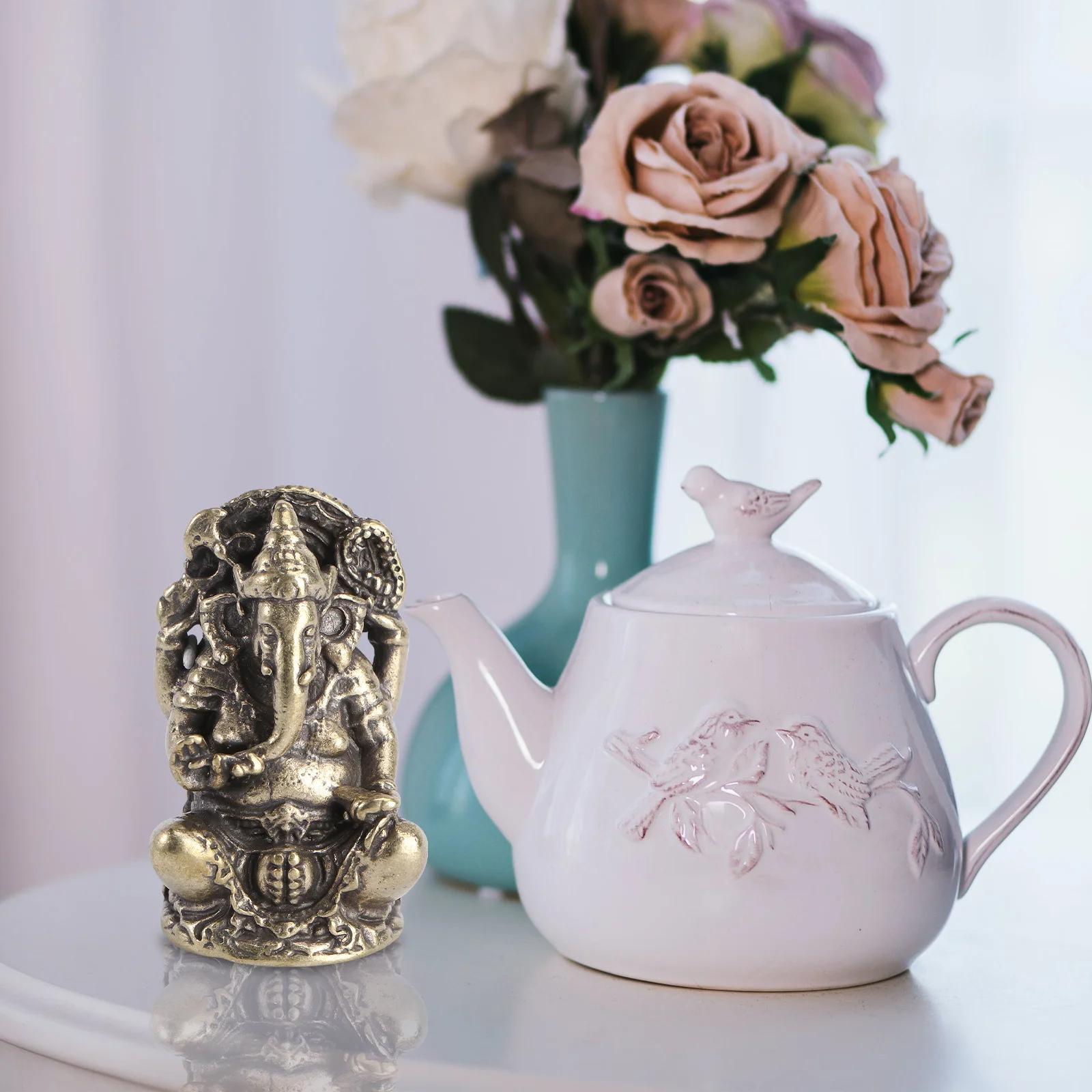 

Classic Solid Copper Elephant Statue Ornament Handmade Buddha Decoration Home Office Temple Decor Wisdom Luck