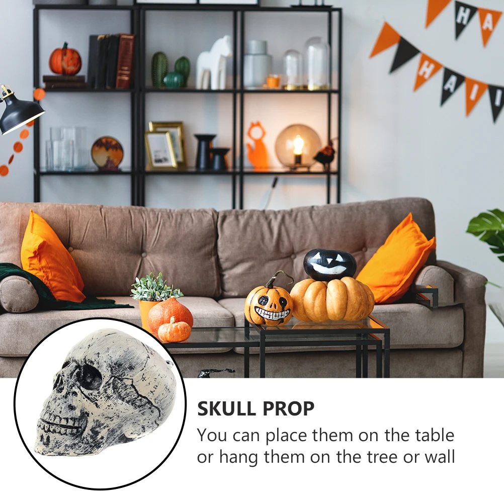 

Halloween Skull Decorations Plastic Wear Proof Durable Skulls Hanging Drops Net Bag for Bar Party Haunted House