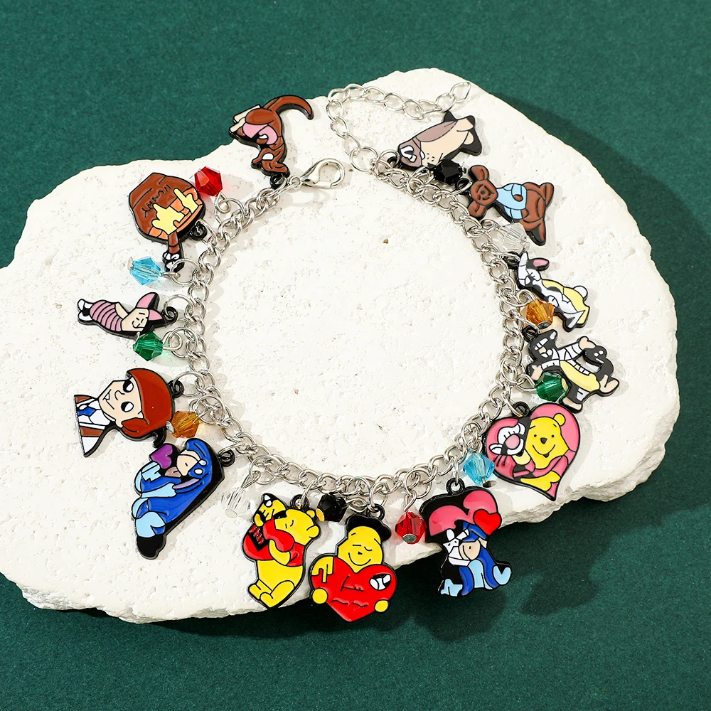 

Браслет в стиле Винни-Пух, сделай сам, поросенок, тигр, уа, кулон, хрустальные бусины, браслет для женщин, вечерние ювелирные аксессуары