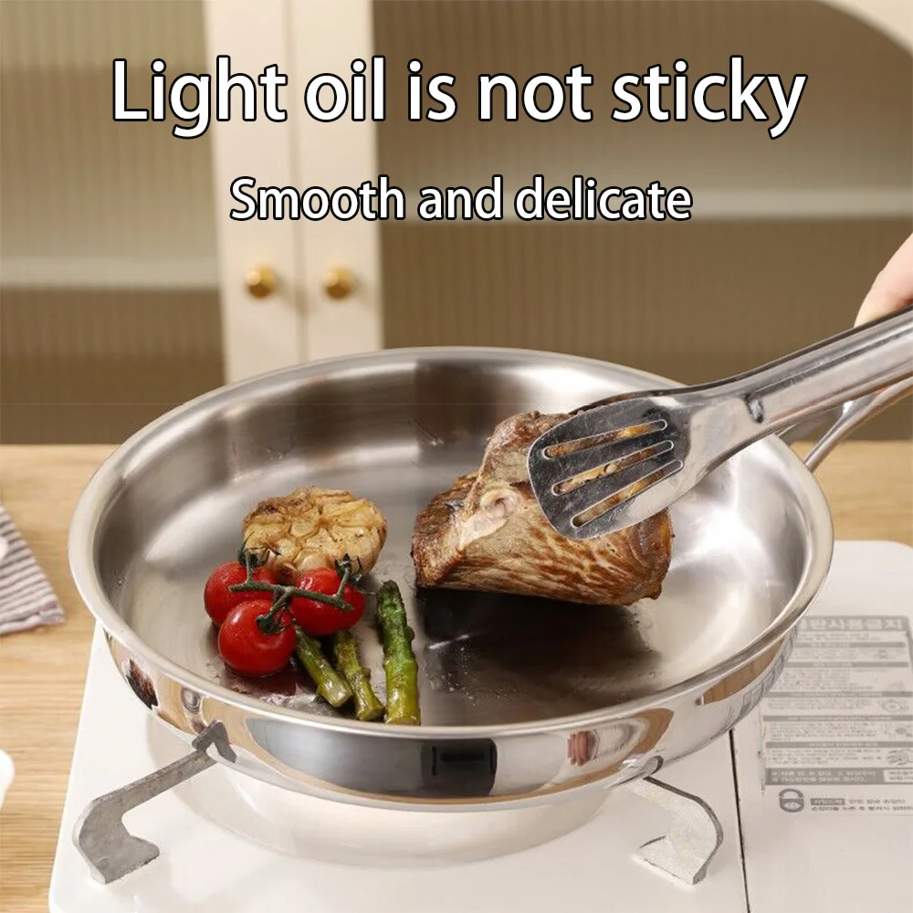 Sartén antiadherente sin recubrimiento de acero inoxidable 304: adecuada para distribución uniforme del calor en cocinas de gas y inducción