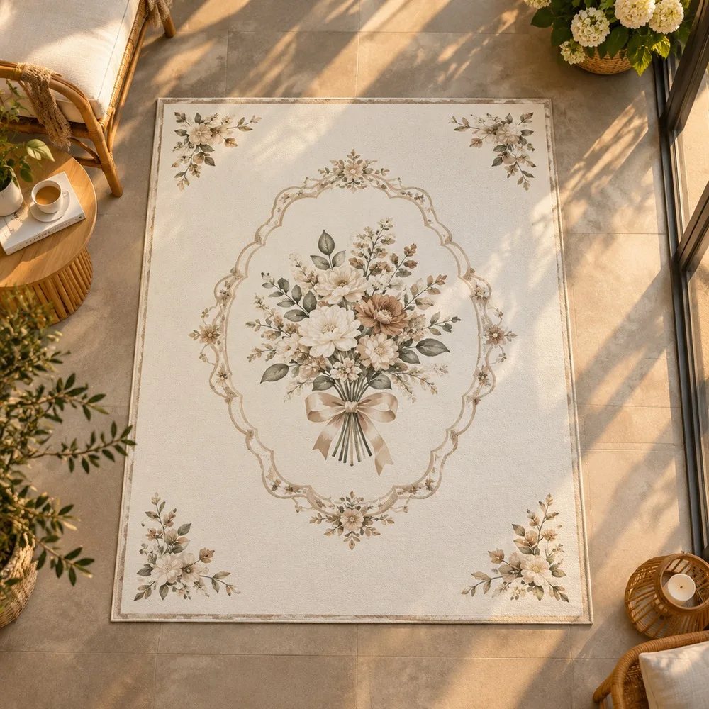 VIKAMA Area Rug Moon White Diagonal Herb Bouquet Laundry Room Staircase Master Bedroom Kitchen Modern Home Decor