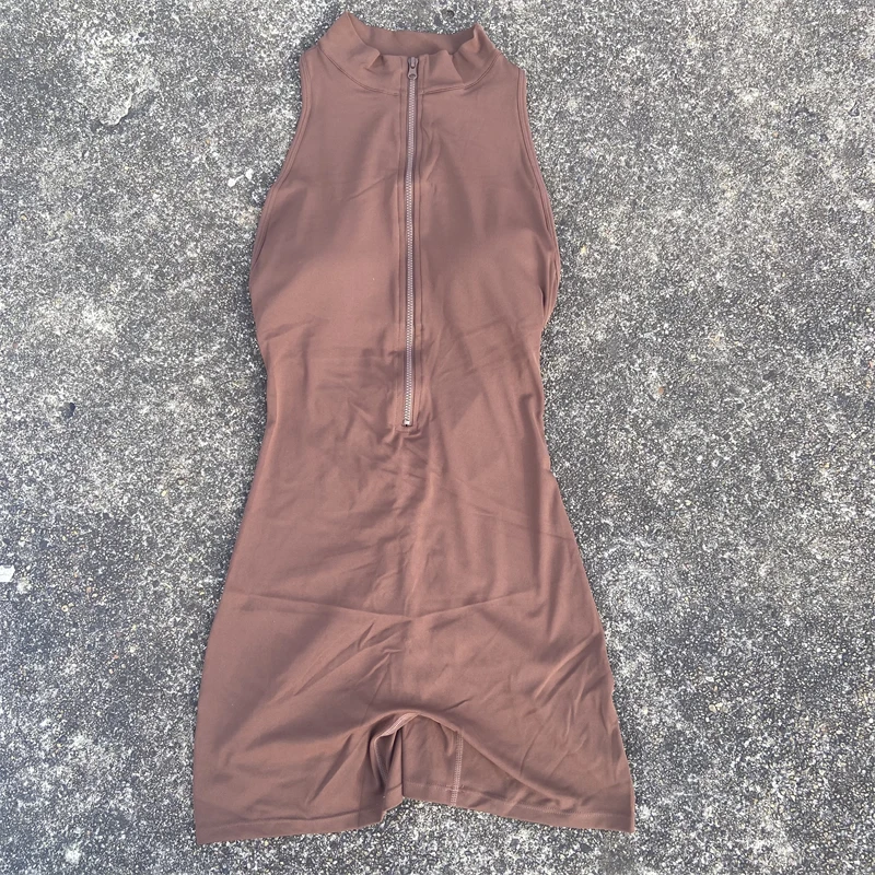 Solid Color Zipper Sports Jumpsuit Sports Overalls Women Fitness One-Piece Suit Running Gym Tracksuit Short Sportswear Yoga Set