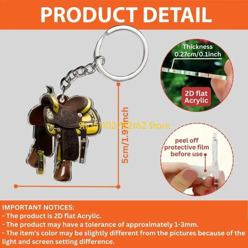 547B Stylish Acrylic Horse Saddles Keychain For Car Mirror Decoration Hanging Ornament Gift Home Decors And Locker Use