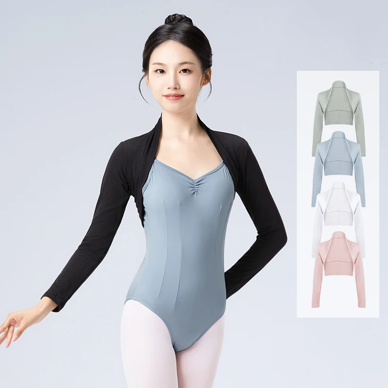 여성용 발레 쇼트 댄스 조끼, 성인 십대 발레 상의, 화이트 블랙 댄스 셔츠, 댄스 의상