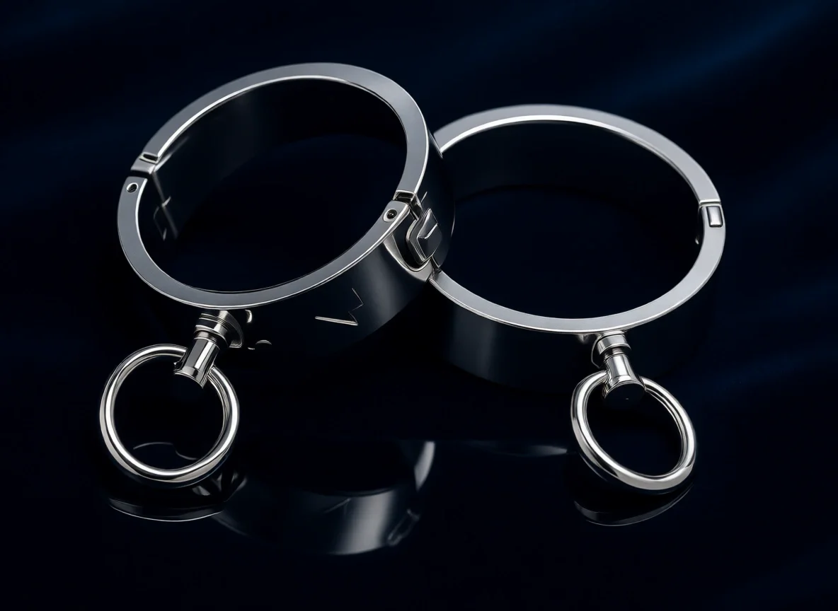 Pulsera de metal rígida con esposas, estilo punk, con anillo en O, par