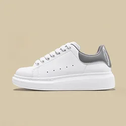 British fashion mens white shoes comfortable summer flats platform shoe lace up genuine leather sneakers street style footwear