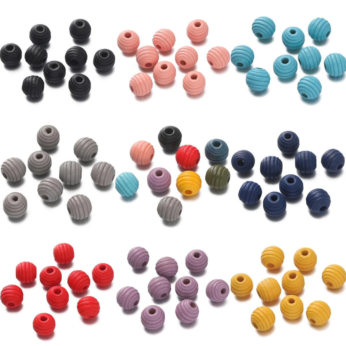20pcs/lot Threaded Natural Wooden Beads Ball Loose Spacer Round Beads For Jewelry Making DIY Necklace Bracelet Accessories  ﻿