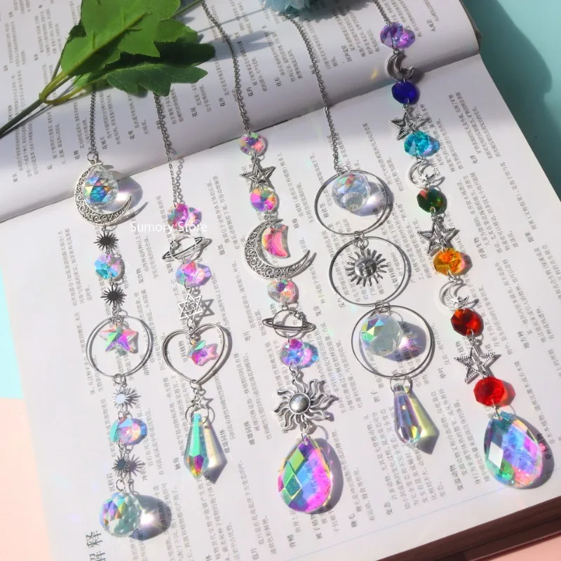 1pc Crystal Wind Chime Pentagram Sun Catcher Diamond Prisms Pendant Dream Catcher Rainbow Chaser Hanging Drop Home Garden Decor