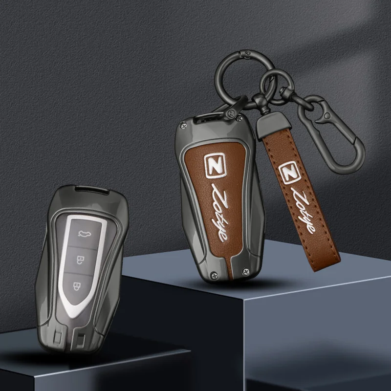 New Zinc Alloy Leather Car Remote Key Case Cover Shell for Zotye Z100 M300 5008 X7 T200 T600 Auto Interior keychain Accessories