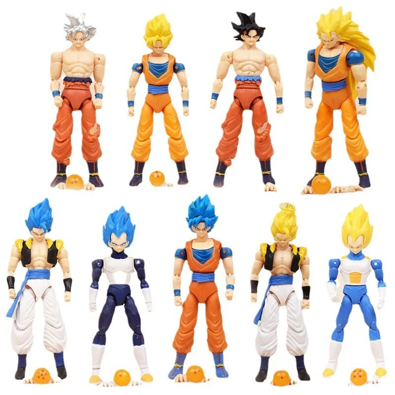 

4Styles 5Pcs/Set New Anime Dragon Ball Son Goku Joint Moveable Black Hair Action Gk Statue Figurine Collectible Model Doll Toy