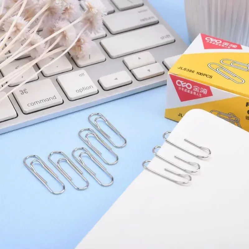 500/300/100/50PCS Metal Silver Paper Clips for Paperwork Stainless Steel Bookmark Paperclips Organizers Office School Supplies