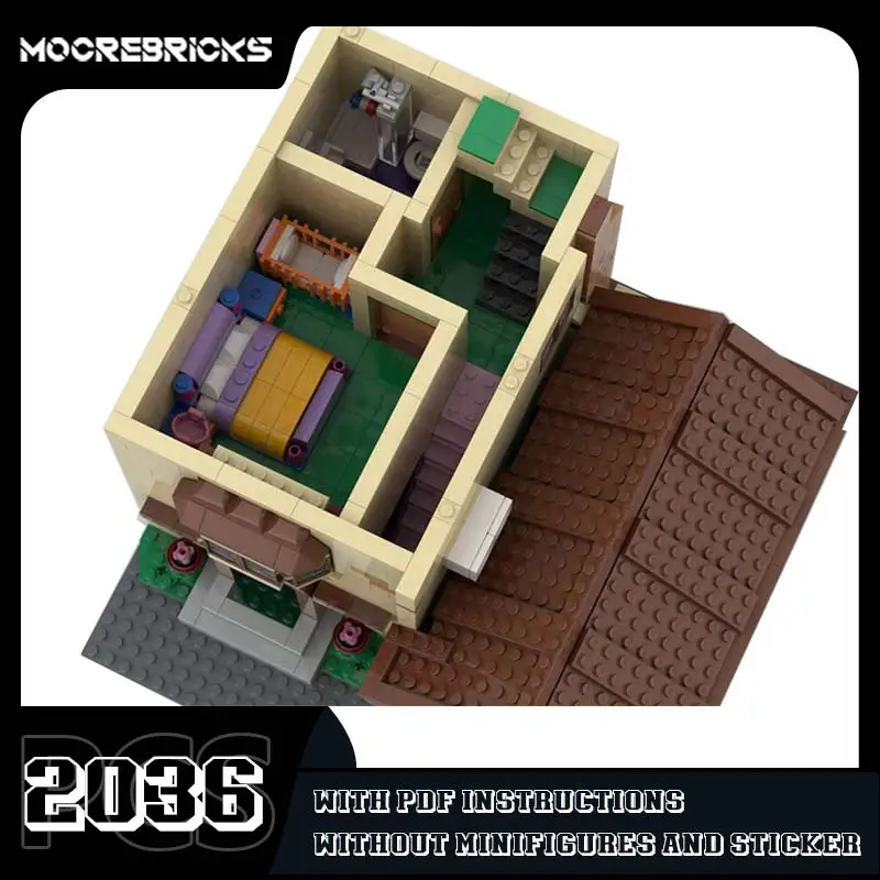 MOC-100451 Modular House DIY Building Block Landmark Small Particle Organization Model High-Tech Brick Toys Kid's Christmas Gift