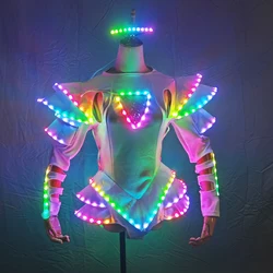 LED Female Warrior Suits Luminous Costume Suits Light Clothing For Women Ballroom Dance Glowing Dress China Ladies Accessories