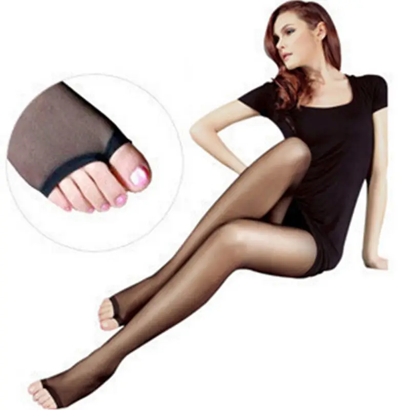1PC Women\'s Open Toe Summer Ultra Thin High Elastic One Size Pantyhose Sexy Sheer Slim Fit Tights Meat Color Pantyhose 4 Colors