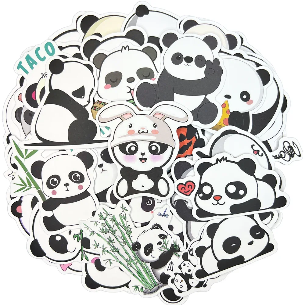 Imagem -02 - Panda dos Desenhos Animados Waterproof Graffiti Adesivo Estético Decorativo Bagagem Laptop Copa Telefone Diário Scrapbook Kid Adesivos 10 Pcs 30 Pcs 50 Pcs