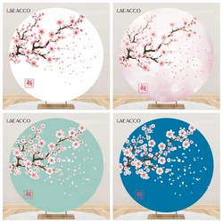 Pink Plum Bossom Round Background Cover Chinese Style Photography Backdrop White Circle Photocall Falling Petals Home Decor