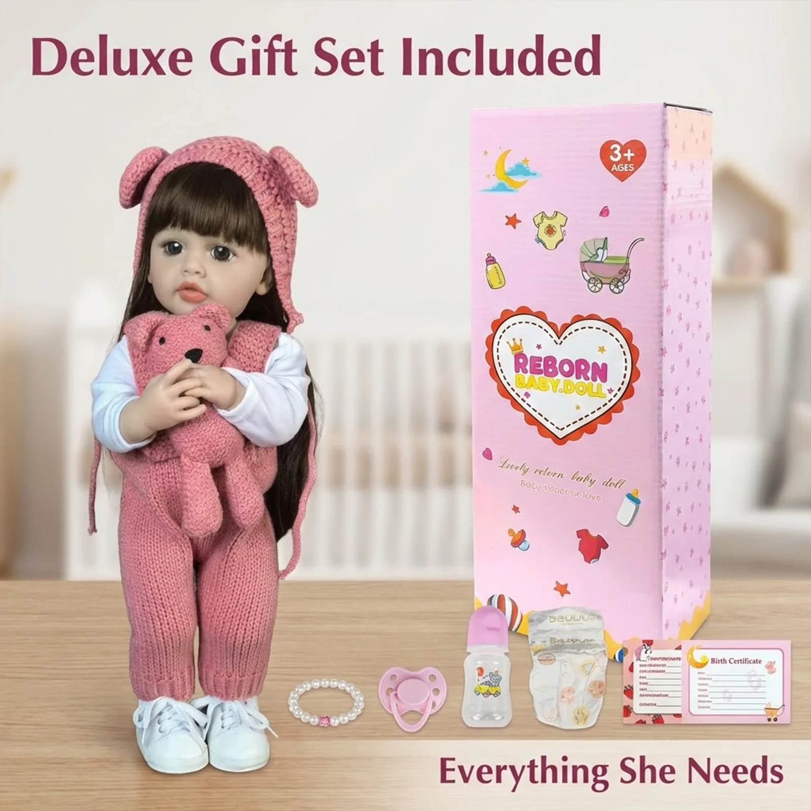 Talking doll, simulated baby doll, conversation, tongue learning, cute knitting set, playhouse toy gift