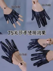 BJD Doll Clothes COS Accessories Motorcycle Punk Trendy Cool Full Finger Black Leather Gloves For Uncle Size Dolls