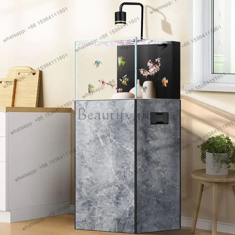 Vertical wall back filter fully automatic water replacement ecological cycle aquarium can be customized
