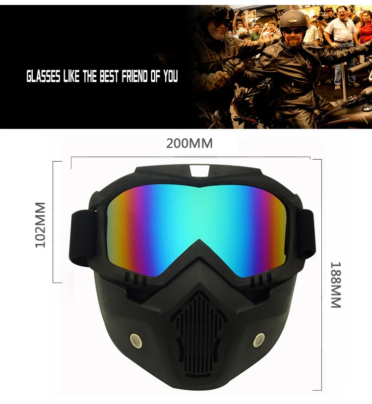 Mask Men Windproof Snowboard Goggles Skiing Glasses Motorcycle Glasses With Face Mask Protection UV Protection Women Glasses