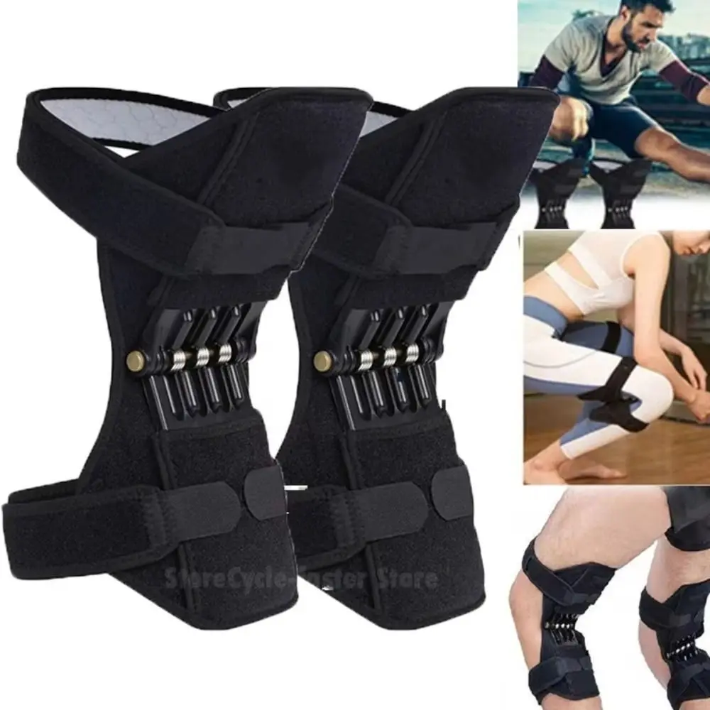 Rodilleras de protección de rodilla con resorte de rebote, rodilleras de soporte fijas transpirables, Protector de rodilla antideslizante para deportes, 1/2 Uds.