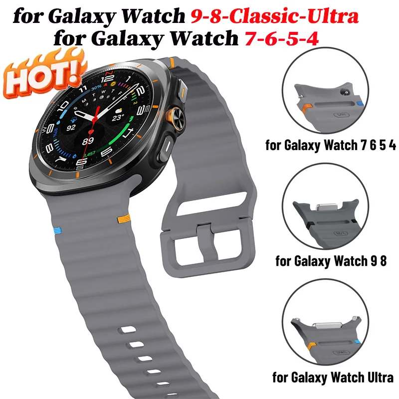 Armband für Samsung Galaxy Watch 9 8 Ultra 2/6/6Classic/5Pro/4 44mm 40mm 43 46mm Silikonarmband Correa für Galaxy Watch 7 Armband