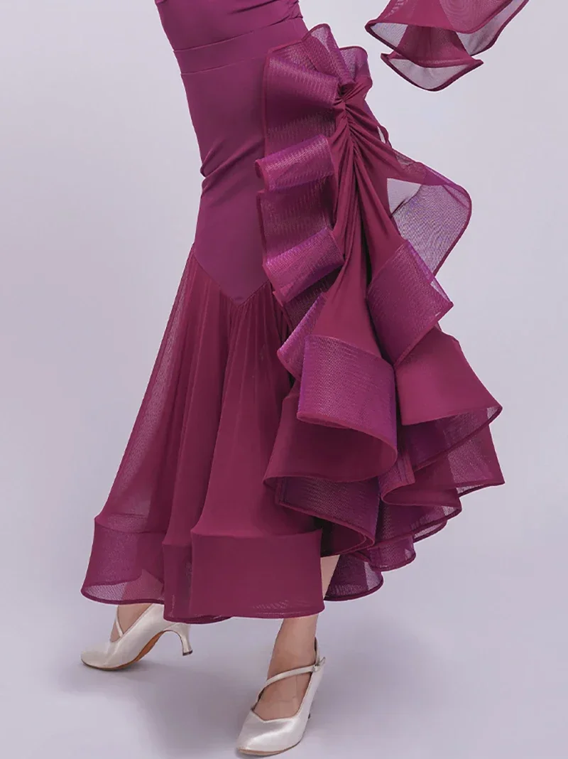 الكبار النساء الحديثة Dancewear الوطنية القياسية الرقص ذيل السمكة كبير سوينغ تنورة قاعة الرقص فساتين الشكل فستان تزلج ازياء