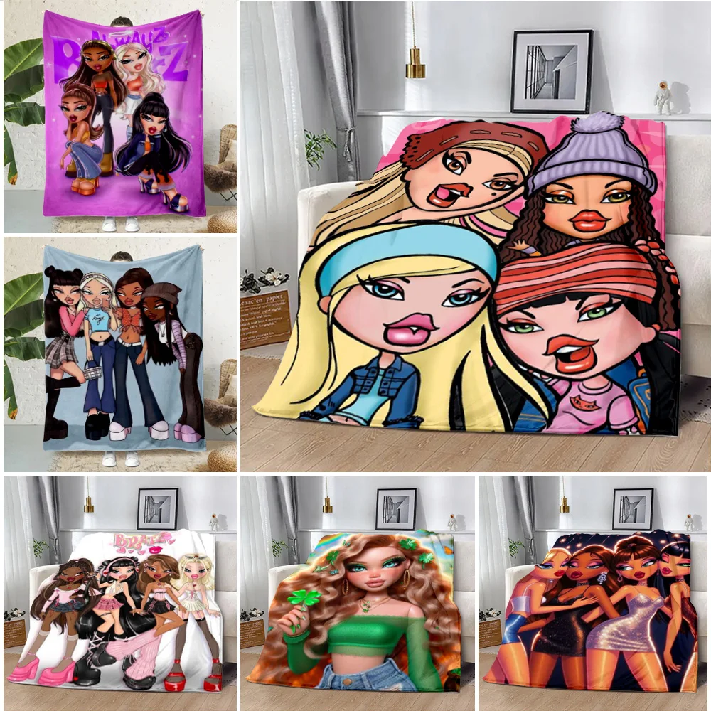 Bratzs Girls Printed Blanket Picnic Blankets Warm Blanket Soft and Comfortable Blanket Home Travel Birthday Gift