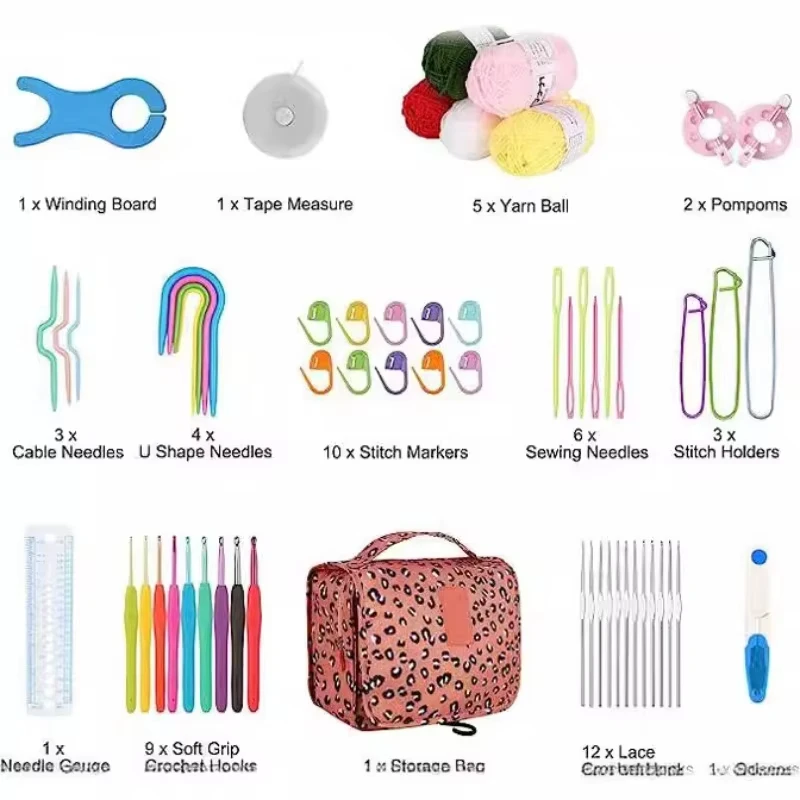 59pcs Hanging Crochet Hook Set, Portable Storage, Yarn Knitting, Beginner Knitting Tools view 6