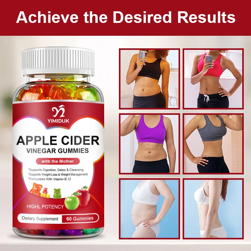 Apple Cider Vinegar Gummies for Natural Detox & Weight Management , Support Metabolism, Reduces Bloating & Curb Cravings