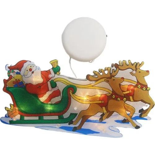 Dolity Santa Claus Lighted Christmas Window Decoration Silhouette, Detachable, Battery Powered - Sled (From Abroad)