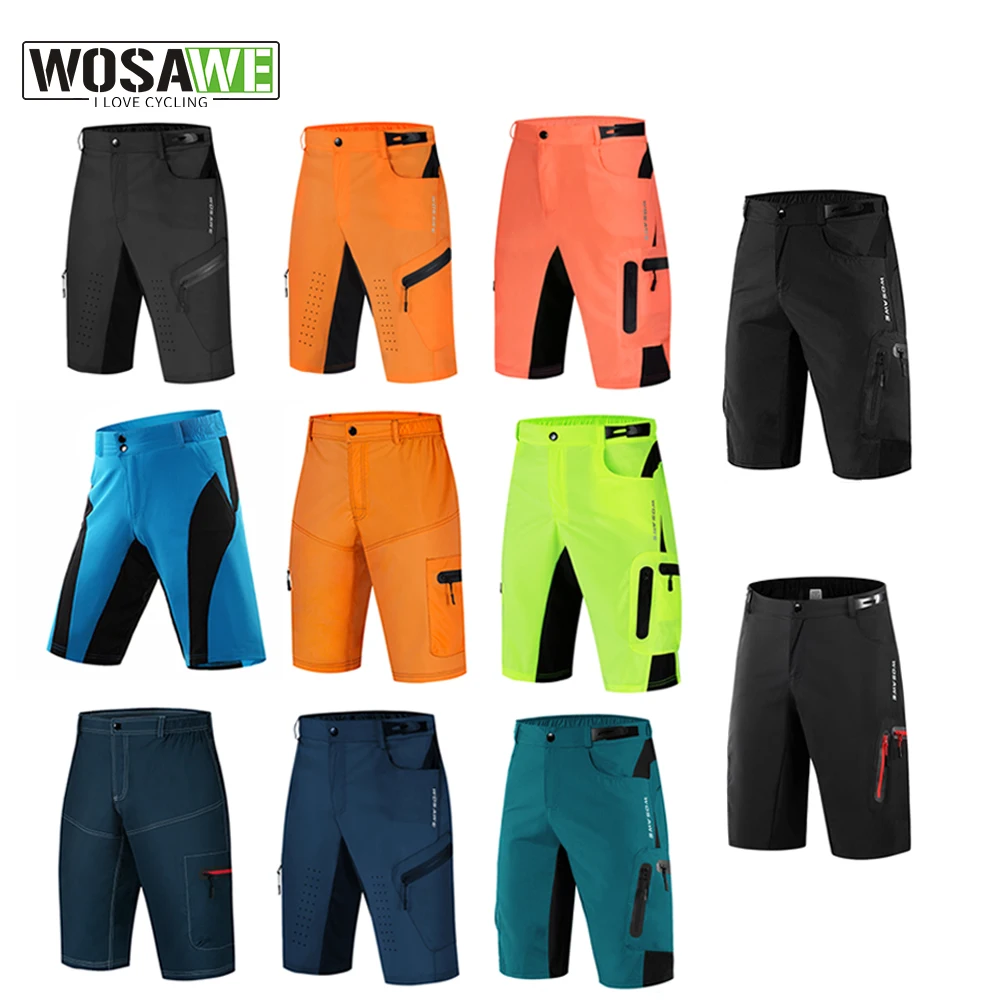 WOSAWE Mountain Bike Shorts Summer Multi-Pockects Breathable Loose Riding Road MTB Shorts Men Lightweight Outdoor Sports No Pad