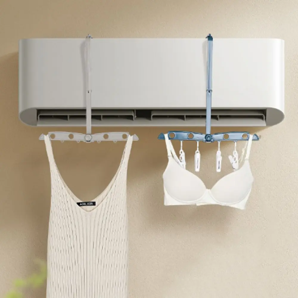 Plastic Air-conditioning Hanging Clothes Racks Foldable with Holes Clothes Drying Hanger Hanging Laundry Rack Dorm