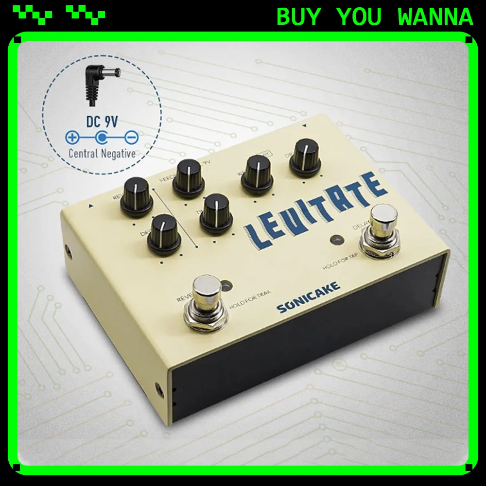 SONICAKE Levitate Dual Footswitch Stompbox Digital Delay and Reverb Guitar Effects Pedal QDS-02 Gifts