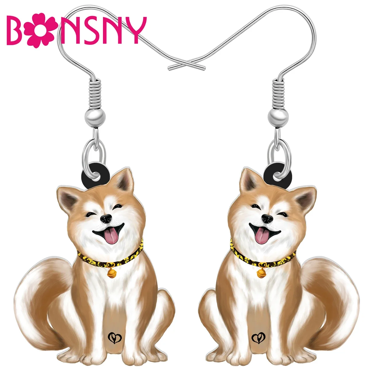 BONSNY Acrylic Japanese Akita Drop Dangle Doggy Puppy Earrings For Women Girls Kids Dog Lovers Charms Jewelry Gifts Accessories