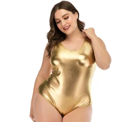 L-5XL Plus Size One Piece Swimsuit Shiny Gold Swimwear Bronzing Bathing Suit Pad Swimwear Large Size Monokini Sexy Swimsuit 2020