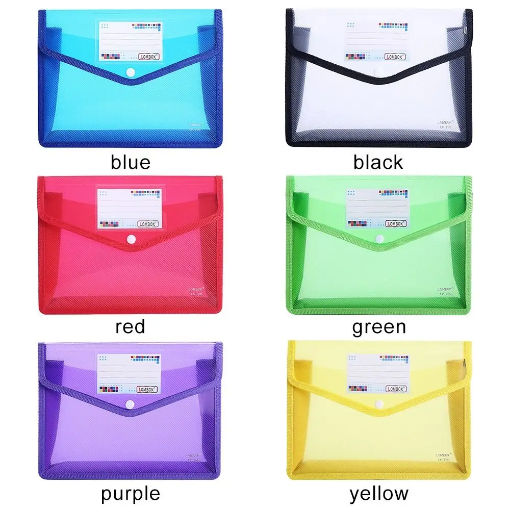 A4 Plastic File Folders Large Capacity Office Document Bag Pouch Envelope Folder